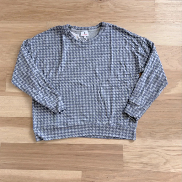 Anthropologie Sundry pullover Houndstooth Sweater size M in gray/purple - Picture 3 of 10